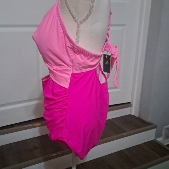 EOMENIE One Piece Tummy Control Cutout High Waisted Tie Back Swimsuit 20W NWT - Picture 4 of 6